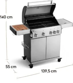 Burnhard Gas BBQ Big FRED Deluxe - 4 Branders - Incl. Keramische Infraroodbrander & Afdekhoes - Deluxe -Barbecue Benodigdheden Winkel 1063x1200 2
