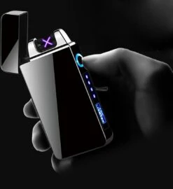 Merkloos Cuberna Elektrische Plasma USB Aansteker Met Batterij Indicator Ice Black - Wind En Storm Bestendig - Geschikt Voor Kaarsen, Vuurwerk, Sigaretten En BBQ -Barbecue Benodigdheden Winkel 1099x1200