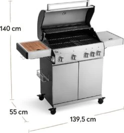 Burnhard Gas BBQ Big FRED Deluxe - 4 Branders - Incl. Keramische Infraroodbrander & Afdekhoes - Deluxe -Barbecue Benodigdheden Winkel 1113x1200