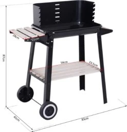 Verrijdbare Barbecue – Houtskool/Briketten - Verstelbare Grillplaat – Houten Tafel – Winscherm – Gewicht 5.9kg -Barbecue Benodigdheden Winkel 1150x1200