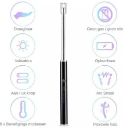 Merkloos BBQ Aansteker Oplaadbaar Met Usb Kabel - Elektrische Keuken Aansteker - Flexibele Aansteker - Zwart -Barbecue Benodigdheden Winkel 1155x1200