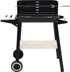 Verrijdbare Barbecue – Houtskool/Briketten - Verstelbare Grillplaat – Houten Tafel – Winscherm – Gewicht 5.9kg -Barbecue Benodigdheden Winkel 1161x1200