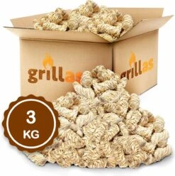 Aanmaakkrullen Voor BBQ Of Kachel | 3kg ECO FSC Gecertificeerd Aanmaakhout Barbecue - Biologisch En Duurzaam Aanmaakwokkels - Houtwol Wokkels - Barbeque Aansteker - Aanmaakblokjes - Accessoires - Ongeveer 240 Krullen -Barbecue Benodigdheden Winkel 1195x1200 3