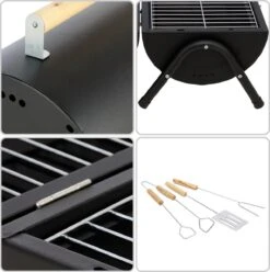 MaxxGarden BBQ - Houtskool Barbecue - Smoker Barbecue - Grilloppervlak (LxB) 38 X 52 Cm - Met Dubbel Grill Vlak - Zwart -Barbecue Benodigdheden Winkel 1196x1200