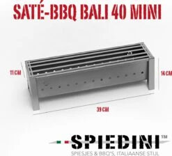 Spiedini Saté-bbq Bali 40 Mini - Kleine, Smalle Houtskoolbarbecue Met Horizontaal Rooster Voor Sate Of Andere Spiesjes - 40 Cm Lang, 11 Cm Breed, 14 Cm Hoog - Ideaal Voor Tuin- Of Open Haard, Of Balkon - Materiaal: Gealuminiseerd Ijzer 17 Spiedini Saté-bbq Bali 40 Mini - Kleine, Smalle Houtskoolbarbecue Met Horizontaal Rooster Voor Sate Of Andere Spiesjes - 40 Cm Lang, 11 Cm Breed, 14 Cm Hoog - Ideaal Voor Tuin- Of Open Haard, Of Balkon - Materiaal: Gealuminiseerd Ijzer -Barbecue Benodigdheden Winkel 1200x1086