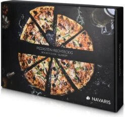 Navaris Pizzasteen XL Voor Oven En Barbecue - Rechthoekige Pizzaplaat 38 X 30 Cm - Inclusief Receptenboek - Keramisch Geglazuurd - Zwart -Barbecue Benodigdheden Winkel 1200x1125 3