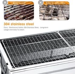 Uten - Houtskoolbarbecue - Opvouwbare Barbecue - Houtskoolbarbecues - Draagbare Camping Barbecue - 430 Roestvrij Staal Grill BBQ - 5-10 Persoon Tuin Buitenfeest - Zilver -Barbecue Benodigdheden Winkel 1200x1184