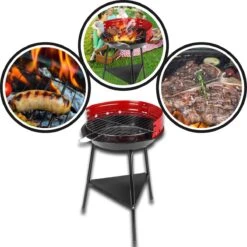 Houtskoolbarbecue Ø33 Cm | Verstelbare Grill BBQ | Halfopen | Zwart / Rood -Barbecue Benodigdheden Winkel 1200x1200 39