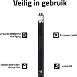 Oplaadbare Lange Elektrische Aansteker - Duurzame Plasma Aansteker - Inclusief Cadeauverpakking - BBQ - Kaarsen - Zwart -Barbecue Benodigdheden Winkel 1200x1200 400