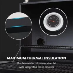 Klarstein Kingsville Double Barbecue - Houtskool- En Gasbarbecue - Smoker BBQ - Inclusief Deksels En Thermometer - Met 2 Roosters - Zwart -Barbecue Benodigdheden Winkel 1200x1200 47