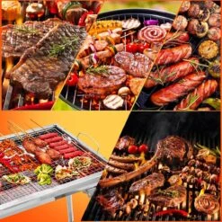 Uten - Houtskoolbarbecue - Opvouwbare Barbecue - Houtskoolbarbecues - Draagbare Camping Barbecue - 430 Roestvrij Staal Grill BBQ - 5-10 Persoon Tuin Buitenfeest - Zilver -Barbecue Benodigdheden Winkel 1200x1200 93