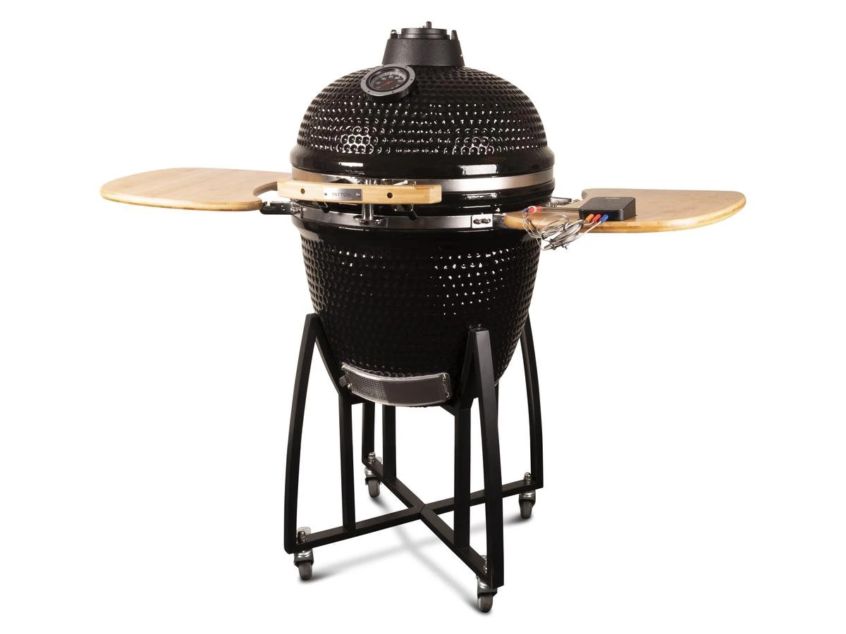 Patton - Kamado 21" - Premium Black - Keramische Barbecue - Incl. Bluetooth Kerntemperatuurmeter - LED Verlichting - Large - Compleet - Zwart 4 Patton - Kamado 21" - Premium Black - Keramische Barbecue - Incl. Bluetooth Kerntemperatuurmeter - LED Verlichting - Large - Compleet - Zwart - Afbeelding 2