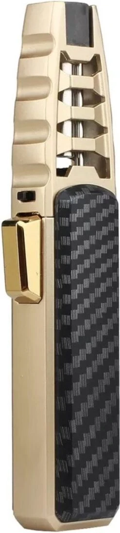 Merkloos Turbo Jetflame Aansteker - Gasbrander - Vuurwerk Torch - Crème Brûlée Brander - BBQ En Sigaren Aansteker - Windproof - Carbon Met Goudkleurige Metalen Behuizing -Barbecue Benodigdheden Winkel 272x1200 1