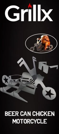 GrillX Beer Can Chicken Houder - Kiphouder Motorcycle - BBQ Accesoires - Bierkip - Barbeque Gereedschap - Chicken Sitter -Barbecue Benodigdheden Winkel 533x1200