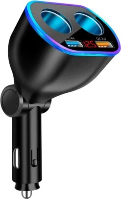 Auto Sigarettenaansteker Splitter - Losse Oplader - USB 2.0 A/USB 3.0 A 2 Poorten - Zwart - Snellader - Splitter - Auto Lader USB