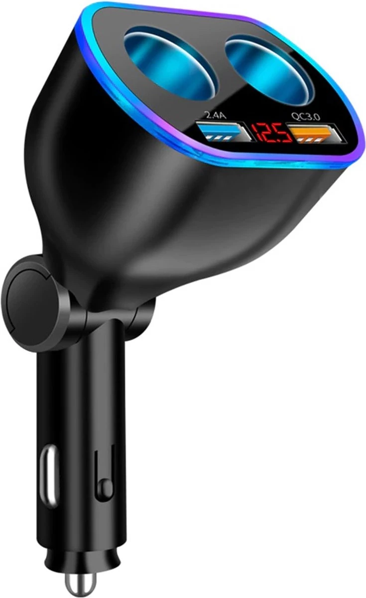 Auto Sigarettenaansteker Splitter - Losse Oplader - USB 2.0 A/USB 3.0 A 2 Poorten - Zwart - Snellader - Splitter - Auto Lader USB 3 Auto Sigarettenaansteker Splitter - Losse Oplader - USB 2.0 A/USB 3.0 A 2 Poorten - Zwart - Snellader - Splitter - Auto Lader USB