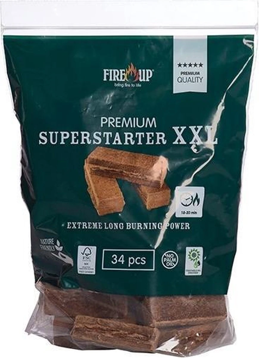 Fire-Up Aanmaakblokjes PREMIUM XXL Superstarters (zak A 34 St) 4 Fire-Up Aanmaakblokjes PREMIUM XXL Superstarters (zak A 34 St) - Afbeelding 2